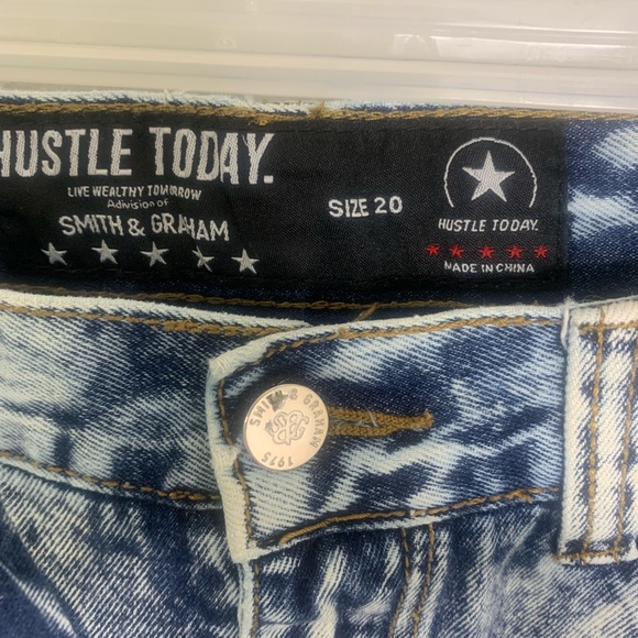 Graham & Smith Hustle Today Distressed Jeans Acid Wash sz 20 Waist 30 1/2” - Picture 2 of 9